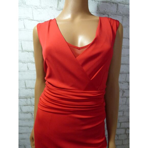 $695 MaxMara Siren Red Ruched Vneck Jersey Lusso Sheath Dress 42 US 8 NEW - Picture 5 of 16